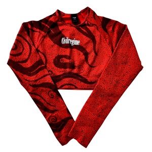 Civil Regime Red Chaos Kelly Seamless Long Sleeve Crop Top Medium